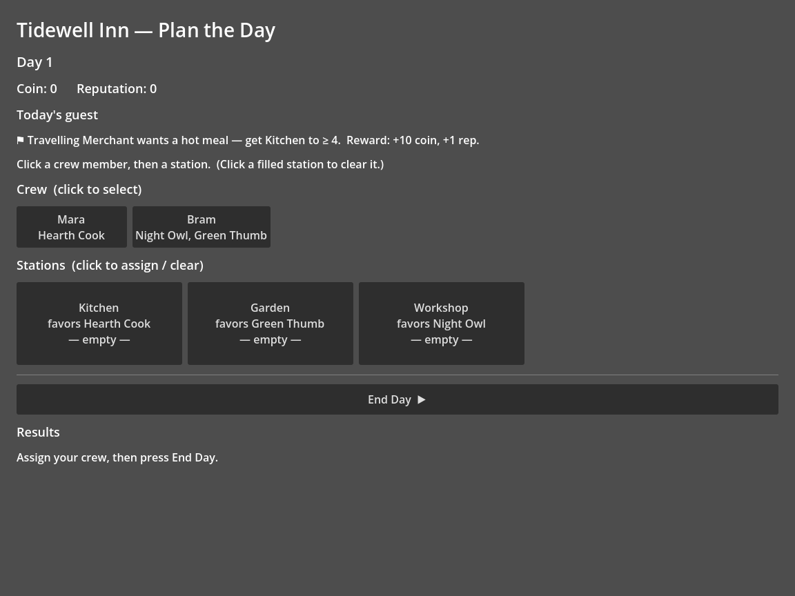 The planning screen with crew and stations